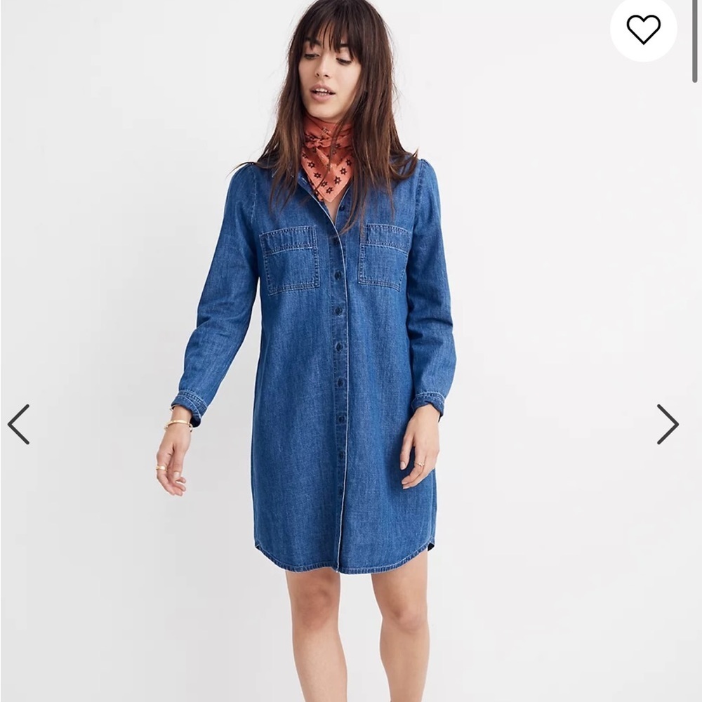 Denim Puff-Sleeve Shirtdress In Harris Wash Size S
